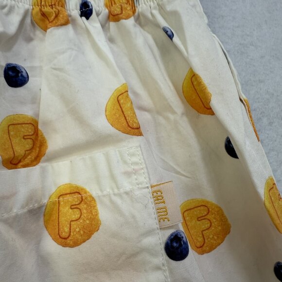 Flan Shorts Men XL White Blueberry Pancake Print Cotton Drawstring Pocket Brunch - Picture 13 of 15